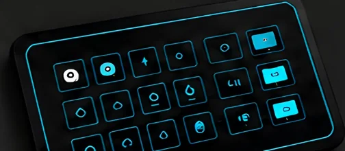 A control panel with glowing EL-backlit buttons